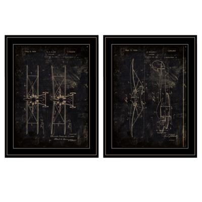 Set Of Two Airplane Patent I And Ii 2 Black Framed Print Wall Art