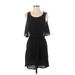 Paper Crane Casual Dress - Mini Scoop Neck Sleeveless: Black Solid Dresses - Women's Size Small