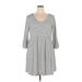 Maurices Casual Dress - Mini Scoop Neck 3/4 sleeves: Gray Print Dresses - Women's Size X-Large