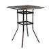 Patio Bar Height Table Cast Aluminium Square Bar Bistro Table with Umbrella Hole - N/A