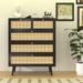 4 Drawer Modern Rattan Dresser Chest with Wide Drawers,Metal Handles