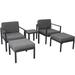 5-piece Aluminum Alloy Conversation Set Sofa Set w/Coffee Table and Stools & Gray Cushion for Outdoor Patio