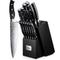 Knife Set, 14 Pieces Kitchen Knife Set with Built-in Sharpener, Stainless Steel kitchen Knives with Unique Waved Pattern, Handle