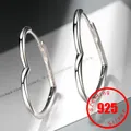 Boucles d'oreilles créoles en forme de cœur en argent regardé 925 pour femmes bijoux fantaisie