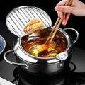 Friteuse japonaise en acier inoxydable 304 20/24 cm avec Therye.com et couvercle