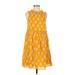 Lucky Brand Casual Dress - A-Line High Neck Sleeveless: Yellow Dresses - Women's Size Small