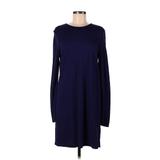 Halston Heritage Casual Dress - Sweater Dress: Blue Solid Dresses - Women's Size Large