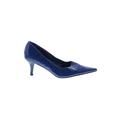 Coup D'etat Heels: Slip-on Kitten Heel Cocktail Party Blue Print Shoes - Women's Size 11 - Pointed Toe