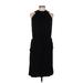 St. John Casual Dress - Party High Neck Sleeveless: Black Solid Dresses - Women's Size 8