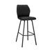 Corrigan Studio® 30 Inch Metal Frame Leatherette Bar Stool, Black & Gray Leather/Metal/Faux leather in Black/Brown | 38 H x 17 W x 21 D in | Wayfair