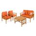 Winston Porter Jolliff 4 - Person Outdoor Seating Group w/ Cushions Wood/Natural Hardwoods in Orange | Wayfair 1FF0FD4F91D346CF86C779EB197148CA