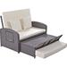 Red Barrel Studio® Kupang 45.6" Long Reclining Double Chaise w/ Cushions Wicker/Rattan | 35.8 H x 43.7 W x 45.6 D in | Outdoor Furniture | Wayfair