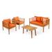 Union Rustic Bouley 4 Piece Sofa Seating Group w/ Cushions Wood/Natural Hardwoods in Orange | Outdoor Furniture | Wayfair