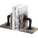 Williston Forge Decorative L Shaped Metal Pipe Sculpture Bookends Wood/Metal in Brown | 6 H x 4.75 W x 5 D in | Wayfair