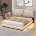 Ebern Designs Jill Upholstered Platform Bed w/ Sensor Light & Ergonomic Design Backrests Upholstered in White | 41.6 H x 68 W x 84.8 D in | Wayfair