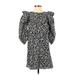 Zara Casual Dress - Shift High Neck 3/4 sleeves: Gray Floral Dresses - Women's Size X-Small