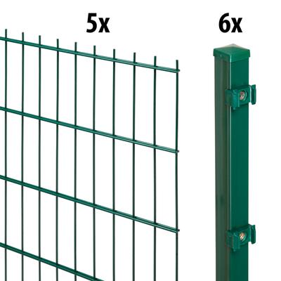 Doppelstabmattenzaun GARDEN 'N' MORE "Standard", grün, H:140cm L:10cm, Stahl, Kunststoff, Zaunelemente, 5 Elemente für 1