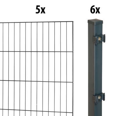 Einstabmattenzaun GARDEN 'N' MORE "Standard", grau (anthrazit), H:175cm L:10cm, Stahl, Kunststoff, Zaunelemente, 5 Eleme