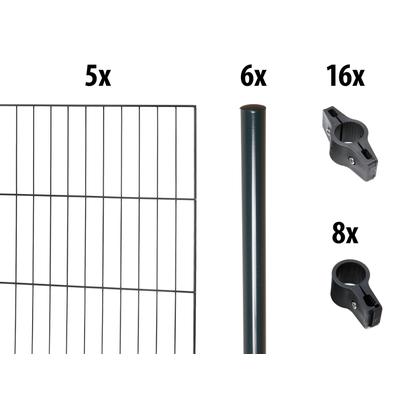 Einstabmattenzaun GARDEN 'N' MORE "mit Rundpfosten", grau (anthrazit), H:175cm L:10cm, Stahl, Kunststoff, Zaunelemente, 