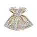 Girls Cute Dresses Holiday Playwear For Little GirlsPuff Sleeve Sweetheart Neck Floral Print Ruffled A Line Swing Princess Party Wear B 100