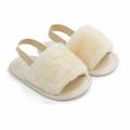 Bmnmsl Baby Girls Plush Sandals Open Toe Fur Princess Flats Walking Shoes