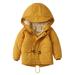 QUYUON Infant Jackets Outerwear Discounts Long Sleeve Parka Thickened Jackets for Toddlers Girls Boys Fleece Hooded Jackets Kids Zip Up Outerwear Coat Toddler Kids Jacket Sweatshirt Yellow 3T-4T