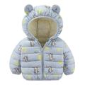 Cathalem Big Kid Coat Toddler Coats Girls Lined down Jacket Spring Winter Cute Coat Hooded Padded Jacket Outwear Winter Jackets for (Blue 5-6 Years)
