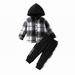 HIBRO New Baby Blanket Gift Baby Girl Kids Outfit Soft Cotton Warm Crewneck Long Sleeve Hooded Plaid Sweatshirt Set Clothes Set For Boys Or Girls