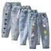 KYAIGUO Infant Girls Basic Bootcut Jeans Fashion Print Straight Wide Jeans Kids 1-5 Years Old for All Seasons