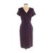 Ann Taylor Cocktail Dress - Sheath V-Neck Short sleeves: Purple Solid Dresses - New - Women's Size 2
