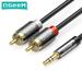 RCA Cable 2RCA to 3.5 Audio Cable RCA 3.5mm Jack RCA AUX Cable for DJ Amplifiers Subwoofer Audio Mixer Home Theater DVD Aluminum black 0.5m