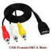 1.5m USB Male Plug To 3 RCA Female Adapter Audio Converter Video AV A/V Cable USB To RCA Cable For HDMI TV Television Wire Cord 150cm USB Female 3RCA Male
