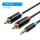 RCA Cable 3.5mm to 2RCA Splitter RCA Jack 3.5 Cable RCA Audio Cable for Smartphone Amplifier Home Theater AUX Cable RCA PVC Shell 3m