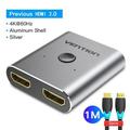 HDMI Switcher 2.0 4K Bi-Direction 2 in 1 out HDMI 2.0 Adapter for PS4/5 TV Box switch hdmi 1x2/2x1 HDMI Splitter 2.0 with 2PCS HDMI Cable HDMI Switcher