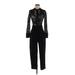 Zara Jumpsuit Mock Long sleeves: Black Solid Jumpsuits - Women's Size X-Small