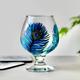 Peacock Feather Painted Brandy Glass