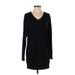 CAbi Casual Dress - Shift V Neck Long sleeves: Black Print Dresses - Women's Size X-Small