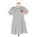 Montreal Casual Dress - Mini Crew Neck Short sleeves: White Stripes Dresses - New - Women's Size Large