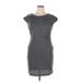 Banana Republic Casual Dress - Mini Crew Neck Short Sleeve: Gray Solid Dresses - Women's Size 14 Petite