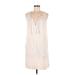Splendid Casual Dress - Shift V Neck Sleeveless: Ivory Solid Dresses - Women's Size Medium