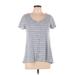 Calvin Klein Performance Active T-Shirt: Blue Stripes Activewear - Women's Size Large