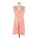 CALVIN KLEIN JEANS Casual Dress - Mini Plunge Sleeveless: Orange Dresses - Women's Size Large