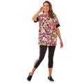 Plus Size Women's Tunic and Side-Stripe Capri Legging Set by Woman Within in Sweet Coral Floral (Size 2X)