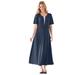 Plus Size Women's Layered Knit Empire Dress by Woman Within in Navy (Size 1X)