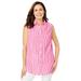 Plus Size Women's Sleeveless Seersucker Shirt by Woman Within in Raspberry Sorbet Pop Stripe (Size M)