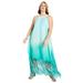 Plus Size Women's Fringe Hem Maxi Dress by June+Vie in Aqua Green Ombre (Size 18/20)