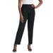 Plus Size Women's Stretch Knit Straight Leg Pant by The London Collection in Black (Size 12)
