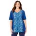 Plus Size Women's Placement Print Tee by Catherines in Dark Sapphire Geo (Size 1X)