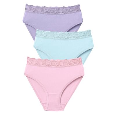 Plus Size Women's Lace Waist Hi-Cut Brief 3-Pack by Comfort Choice in Pastel Pack (Size 15)