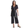 Plus Size Women's Stretch Knit Cropped Wide Leg Jumpsuit by The London Collection in Black (Size 12 W)